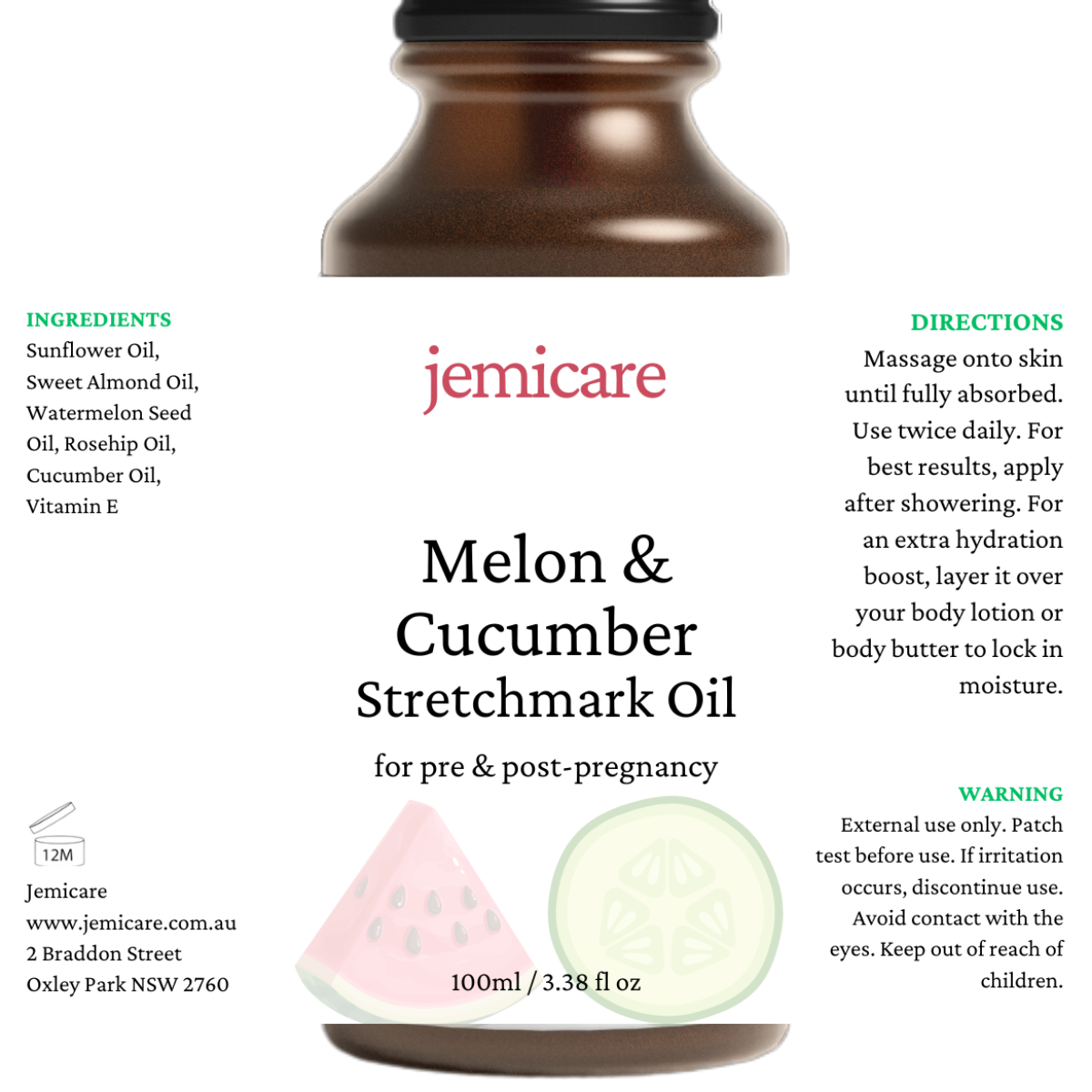 Melon & Cucumber Stretchmark Oil